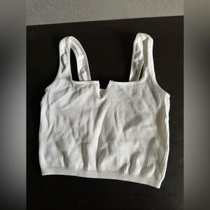 White Ribbed Women's Top